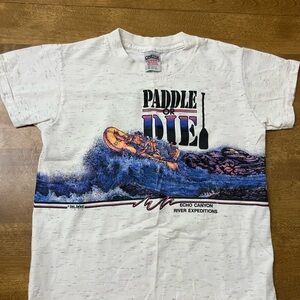 Vintage 1990s Paddle or Die Kids Tshirt double sided